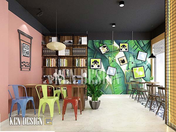 phong cách thiết kế quán cafe tropical